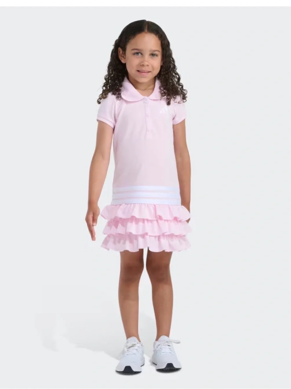 adidas Girls' Light Pink Polo Dress with SS Ruffle Size 5